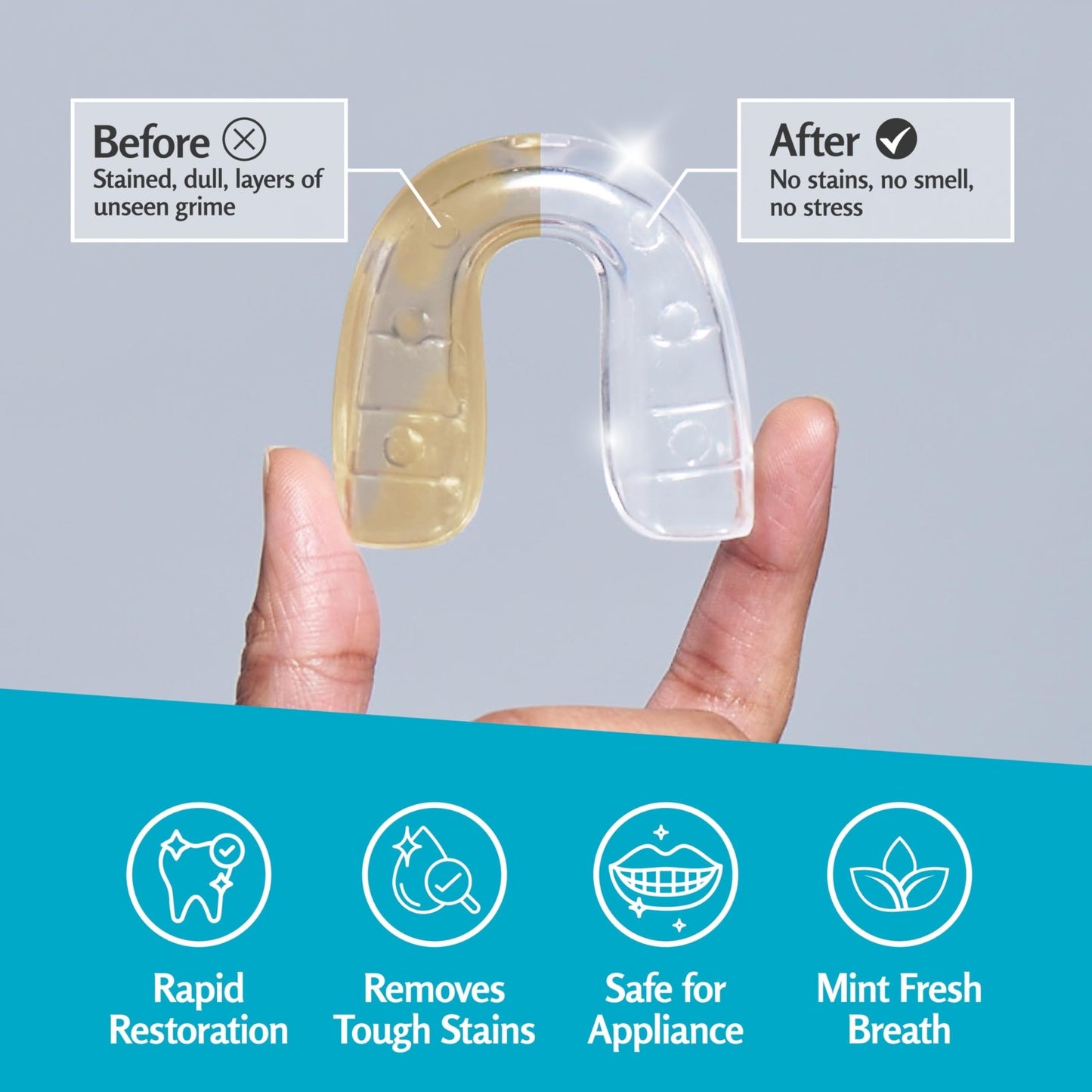 Retainer Cleanser Tablets Invisalign Cleaner, Removes Odors Discoloration Stains and Plaque 4 Month Supply Denture Cleansers Retainers - dailyvitalstore