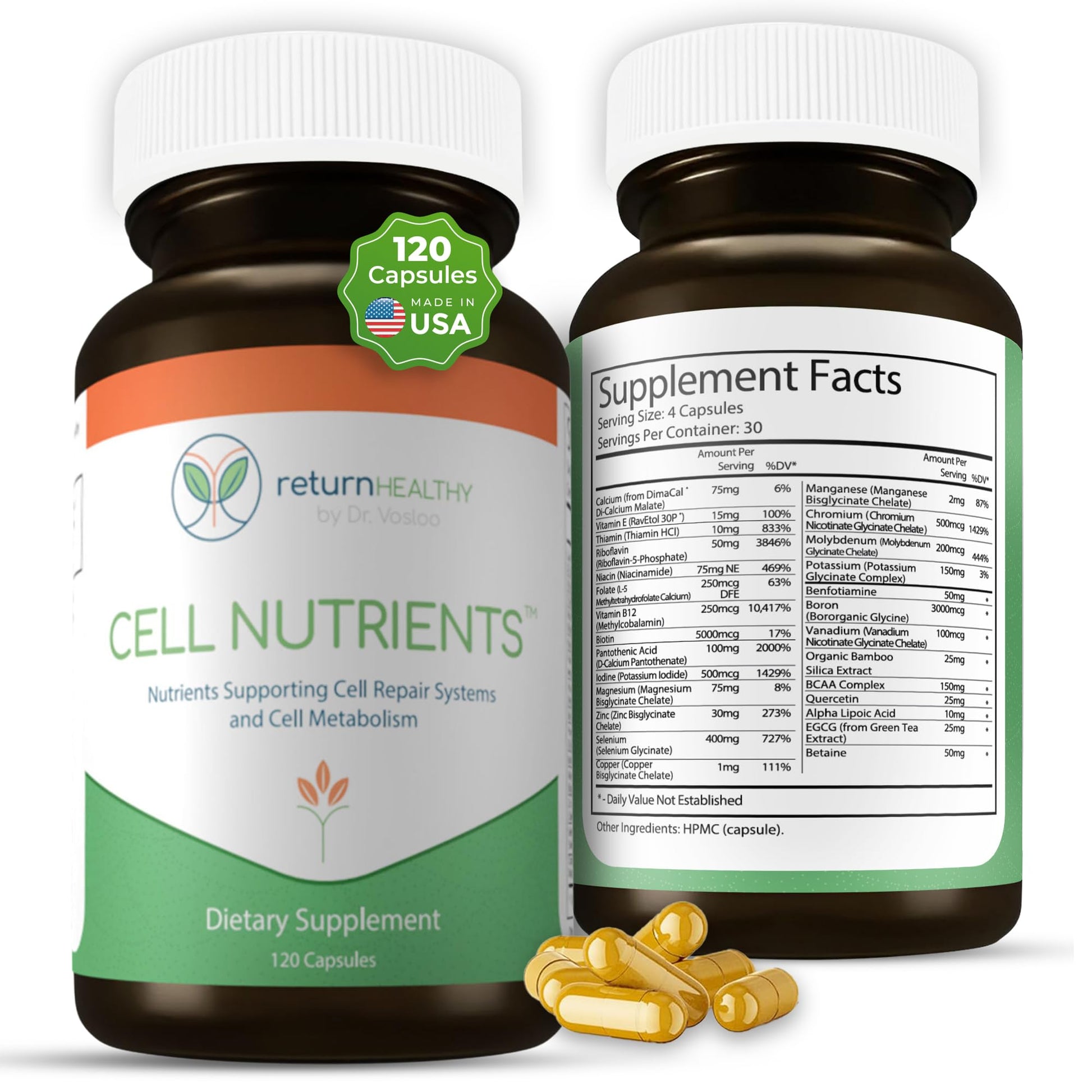 Return Healthy Cell Nutrients | Promotes Cell and Membrane Repair & Cell Metabolism | Helps Fight Tick-Borne Infections & More | Mitochondrial Supplements | Non-GMO, Vegan, 120 caps - dailyvitalstore