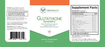Return Healthy Glutathione Symmetry | S-Acetyl Glutathione Supplement | Antioxidants & Detoxification Supplement | Natural Cellular Support | All-Natural, Vegan, Non-GMO, 120 caps - dailyvitalstore