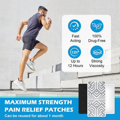 Reusable Pain Relief Patches for Sore Muscle, Includes 3 Adhesives, 1 Patch & 1 Carry Bag, Pain Patches for Neck, Back,Foot, Knee etc, Large&Fast Acting, Easy Adhesive Application Pain Patch-0304 - dailyvitalstore