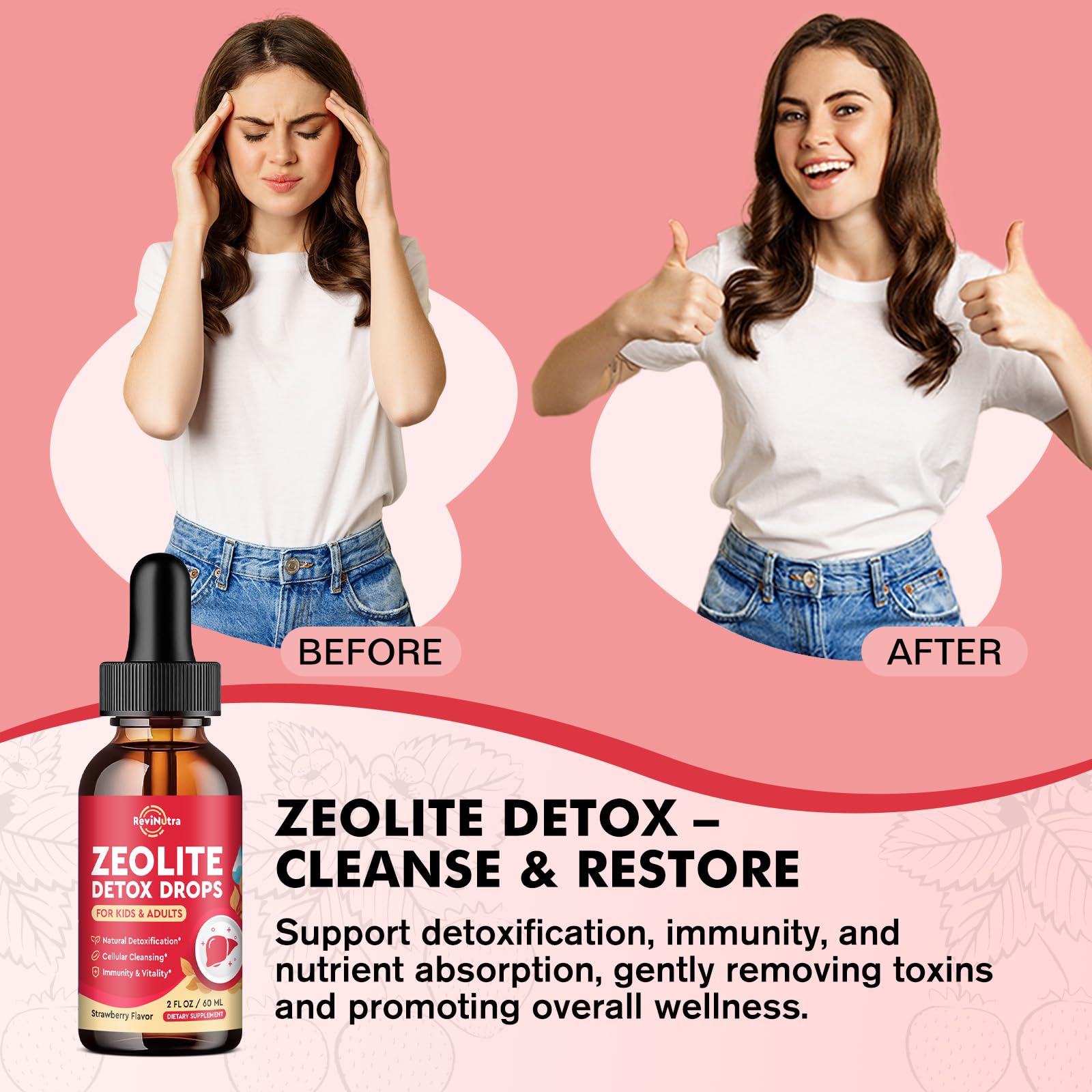 ReviNutra Zeolite Detox for Kids and Adults, Clinoptilolite Zeolite Liquid Drops with Chlorella, - dailyvitalstore
