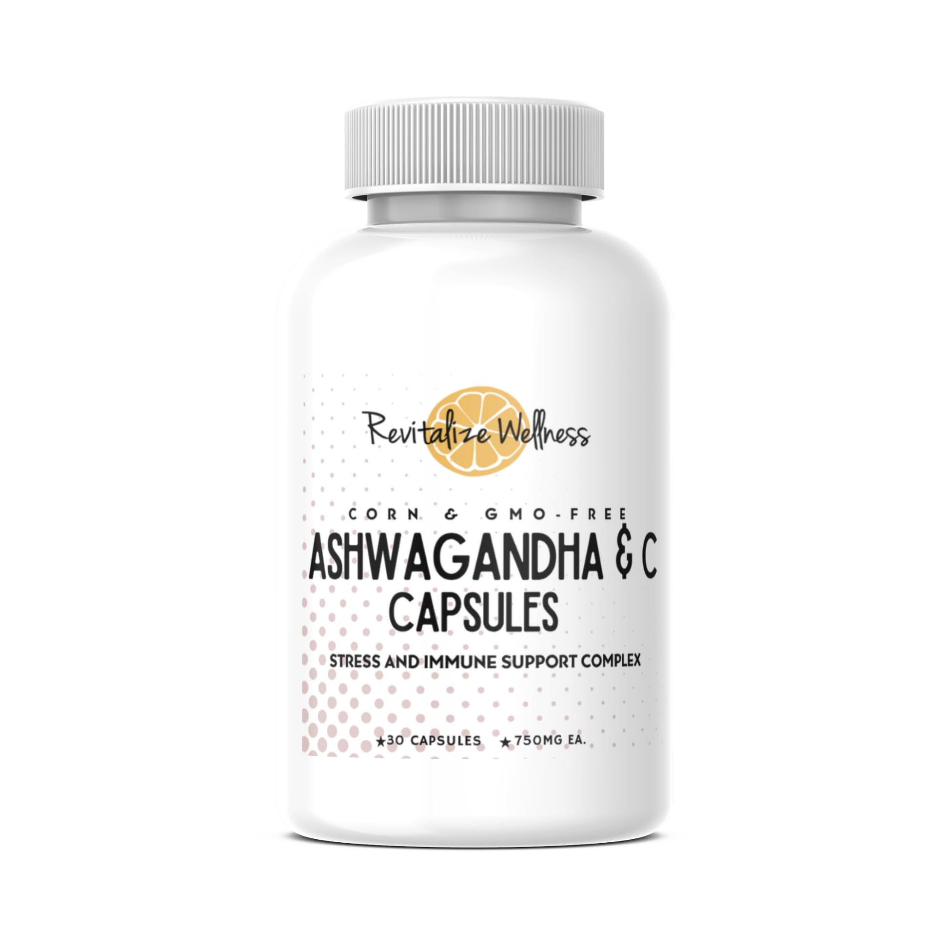 Revitalize Wellness Ashwagandha + Vitamin C Capsules | Stress and Immune Support Complex | with 550 mg Ashwagandha and 200 mg Vitamin C per Serving | 30 Servings - dailyvitalstore