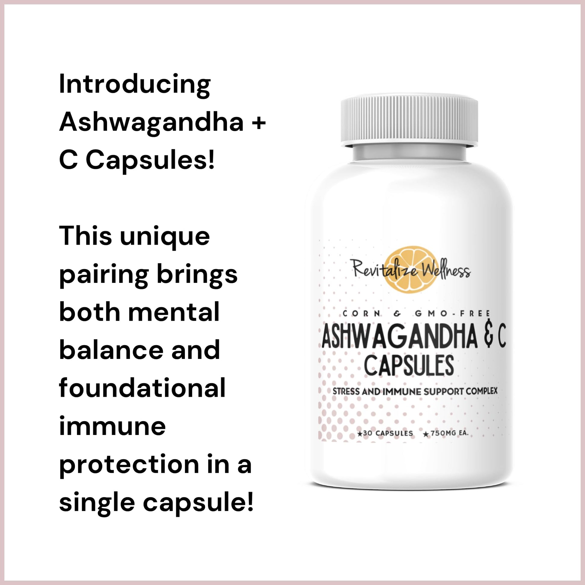 Revitalize Wellness Ashwagandha + Vitamin C Capsules | Stress and Immune Support Complex | with 550 mg Ashwagandha and 200 mg Vitamin C per Serving | 30 Servings - dailyvitalstore