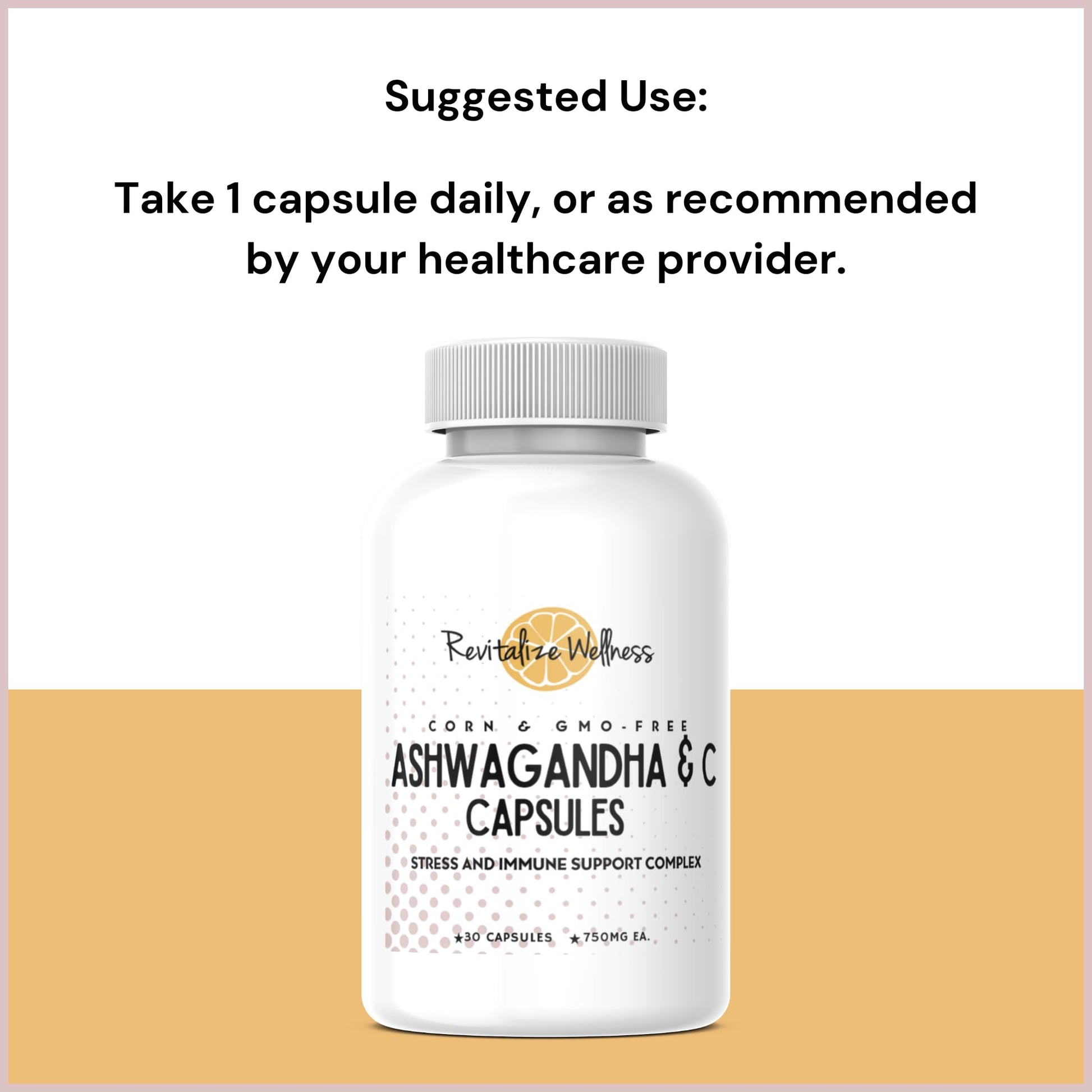 Revitalize Wellness Ashwagandha + Vitamin C Capsules | Stress and Immune Support Complex | with 550 mg Ashwagandha and 200 mg Vitamin C per Serving | 30 Servings - dailyvitalstore