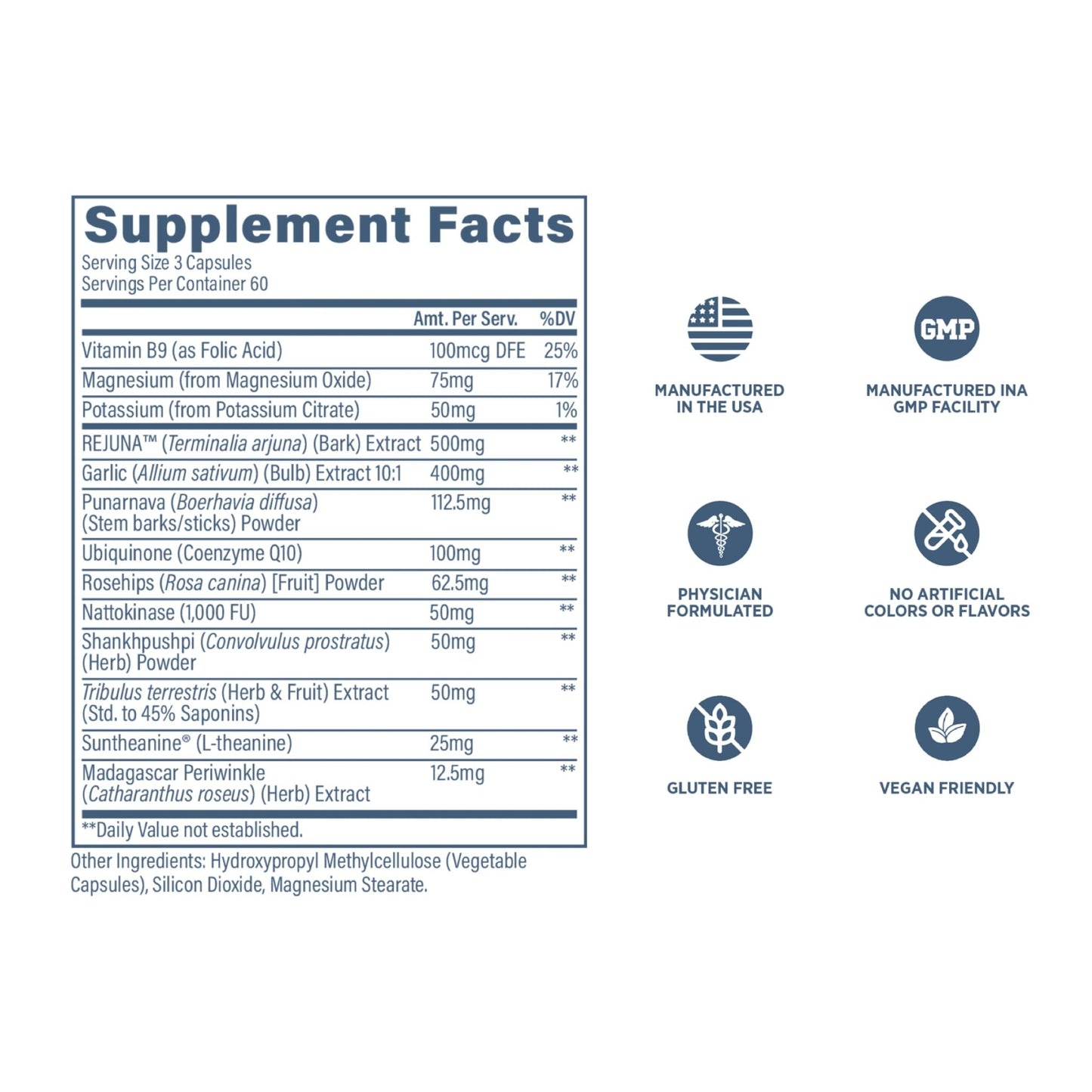 Revive MD Blood Pressure Support Supplement - Supports Heart and Circulatory Health, Energy & Daily Wellness - Magnesium, Potassium, Folic Acid & Garlic Formula (180 Vegetarian Capsules, 60 Servings) - dailyvitalstore