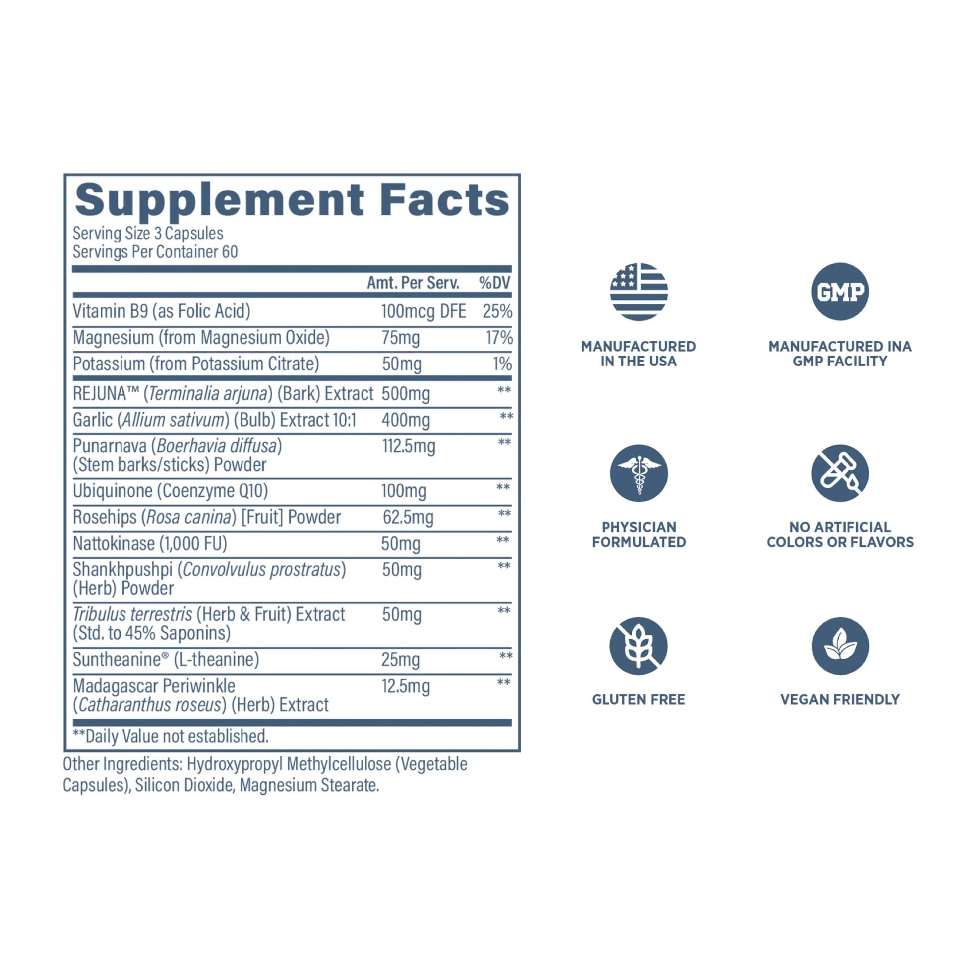 Revive MD Blood Pressure Support Supplement - Supports Heart and Circulatory Health, Energy & Daily Wellness - Magnesium, Potassium, Folic Acid & Garlic Formula (180 Vegetarian Capsules, 60 Servings) - dailyvitalstore