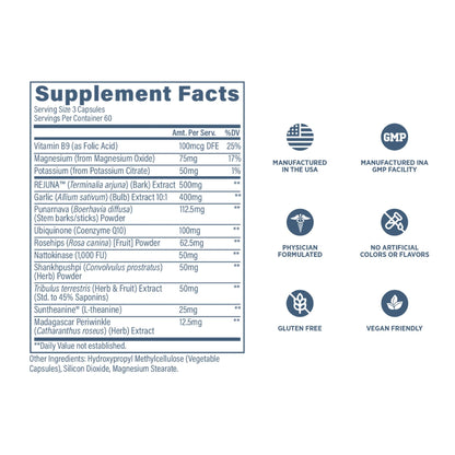 Revive MD Blood Pressure Support Supplement - Supports Heart and Circulatory Health, Energy & Daily Wellness - Magnesium, Potassium, Folic Acid & Garlic Formula (180 Vegetarian Capsules, 60 Servings) - dailyvitalstore