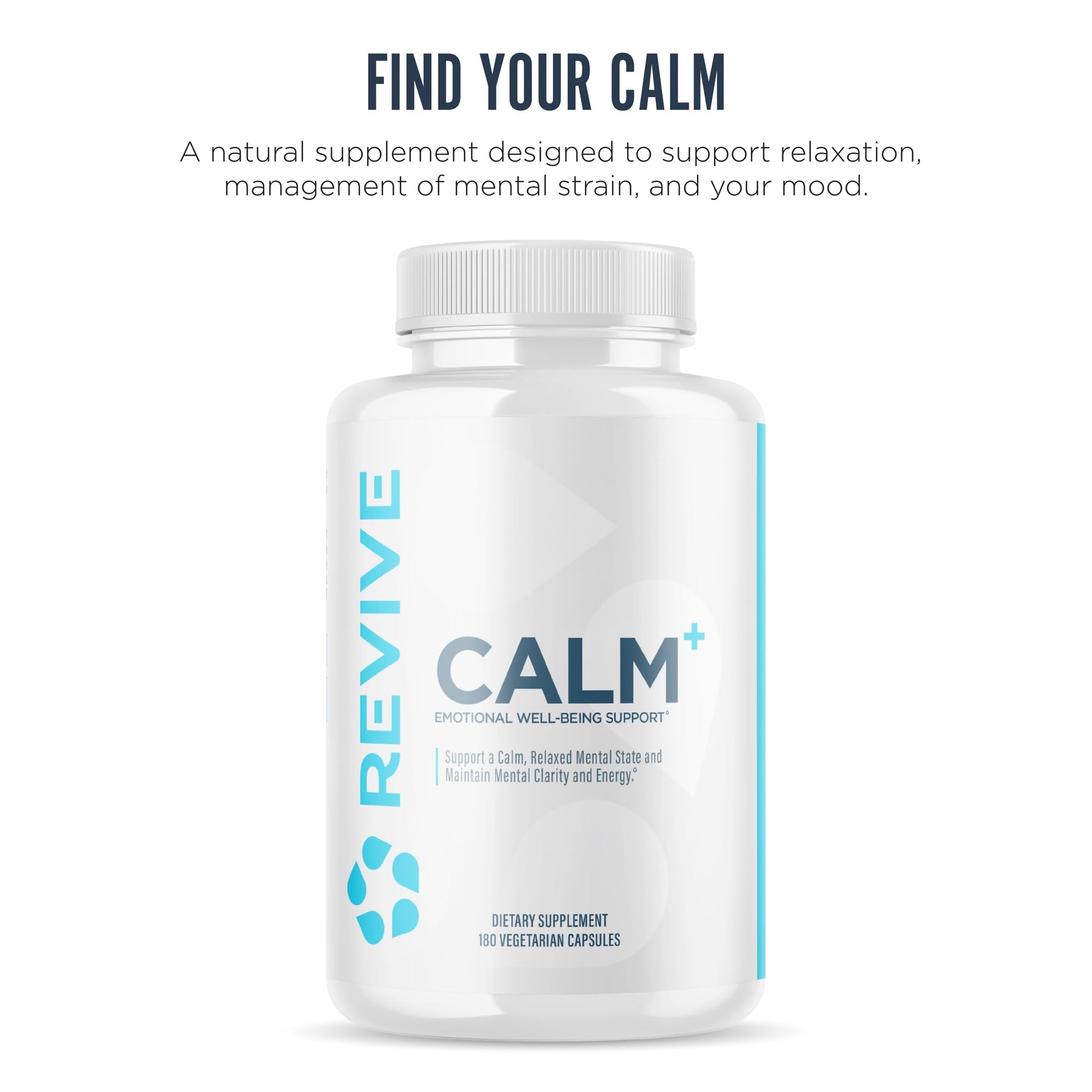 Revive MD Calm, Emotional Well-Being Support Supplement - Stress Management for Men & Women - Mood Enhancement Supplement Promotes Relaxation with L-Theanine, GABA & 5-HTP (180 Capsules, 30 Servings) - dailyvitalstore