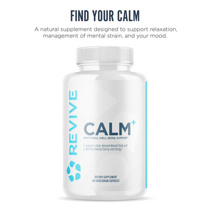 Revive MD Calm, Emotional Well-Being Support Supplement - Stress Management for Men & Women - Mood Enhancement Supplement Promotes Relaxation with L-Theanine, GABA & 5-HTP (180 Capsules, 30 Servings) - dailyvitalstore