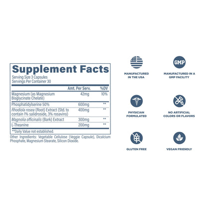 Revive MD Cortisol Manager, 90 Vegetarian Capsules - Cortisol Supplement w/Magnesium & L-Theanine Support Health, Focus, Energy, Fatigue, & Adrenal Gland Function - Vegan & Gluten-Free (30 Servings) - dailyvitalstore
