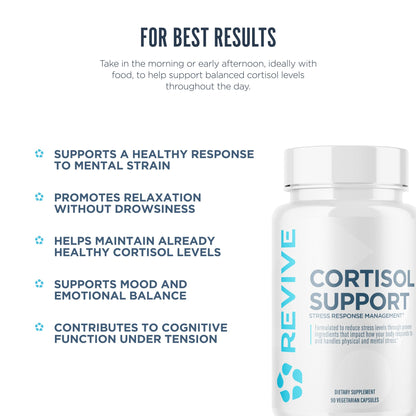 Revive MD Cortisol Manager, 90 Vegetarian Capsules - Cortisol Supplement w/Magnesium & L-Theanine Support Health, Focus, Energy, Fatigue, & Adrenal Gland Function - Vegan & Gluten-Free (30 Servings) - dailyvitalstore