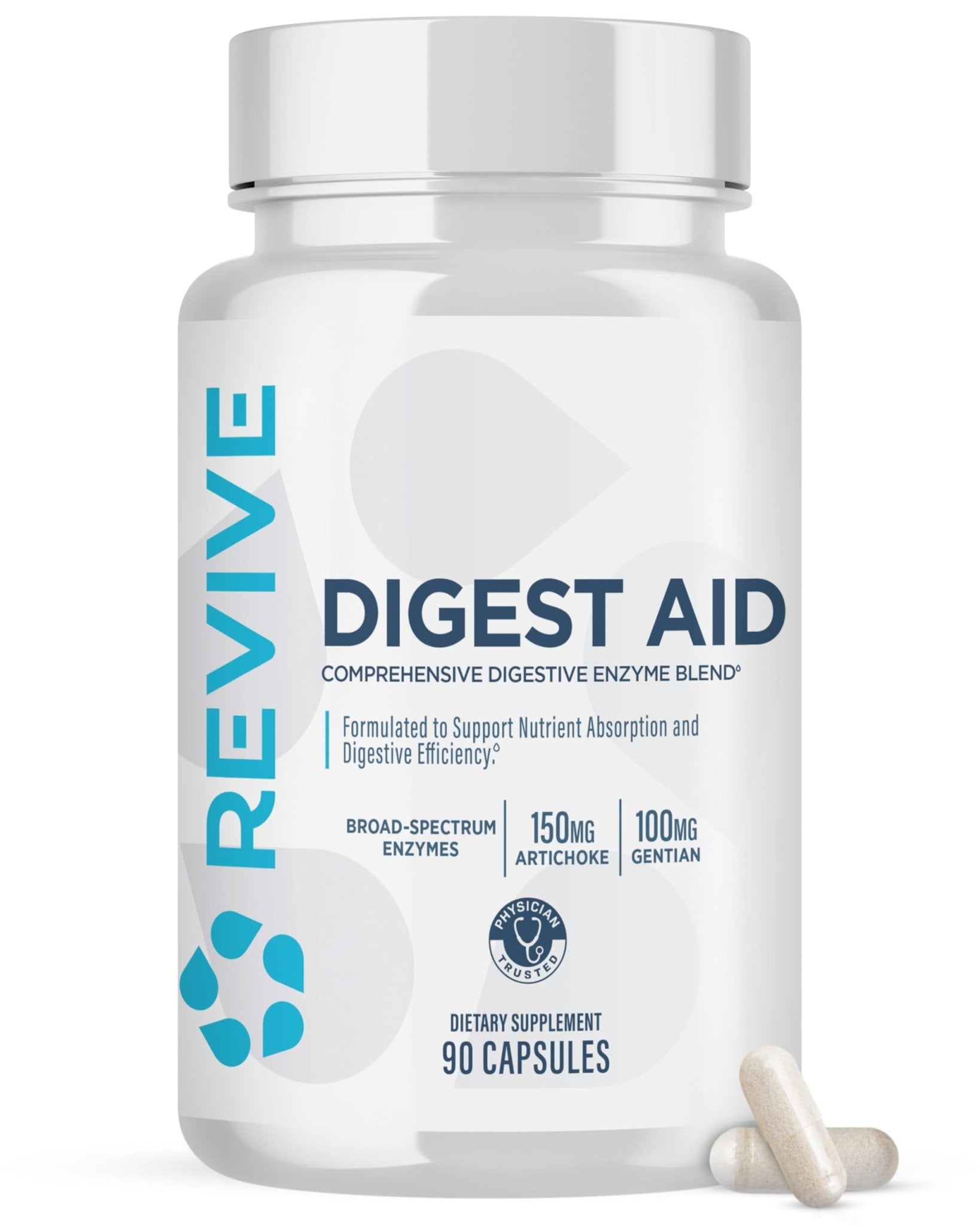 Revive MD Digest Aid, Digestive Support Supplement for Men & Women - Comprehensive Digestive Enzyme Blend with Probiotics & Prebiotics for Gut Health & Healthy Digestion - dailyvitalstore
