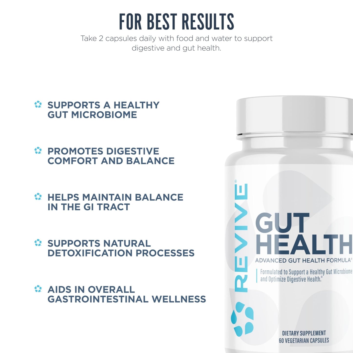 Revive MD Gut Health Supplements for Men & Women - Daily Gut Repair & Digestive Health Support Formula with Thyme, Oregano & Milk Thistle - Vegan-Friendly, Gluten-Free (60 Capsules, 30 Servings) - dailyvitalstore