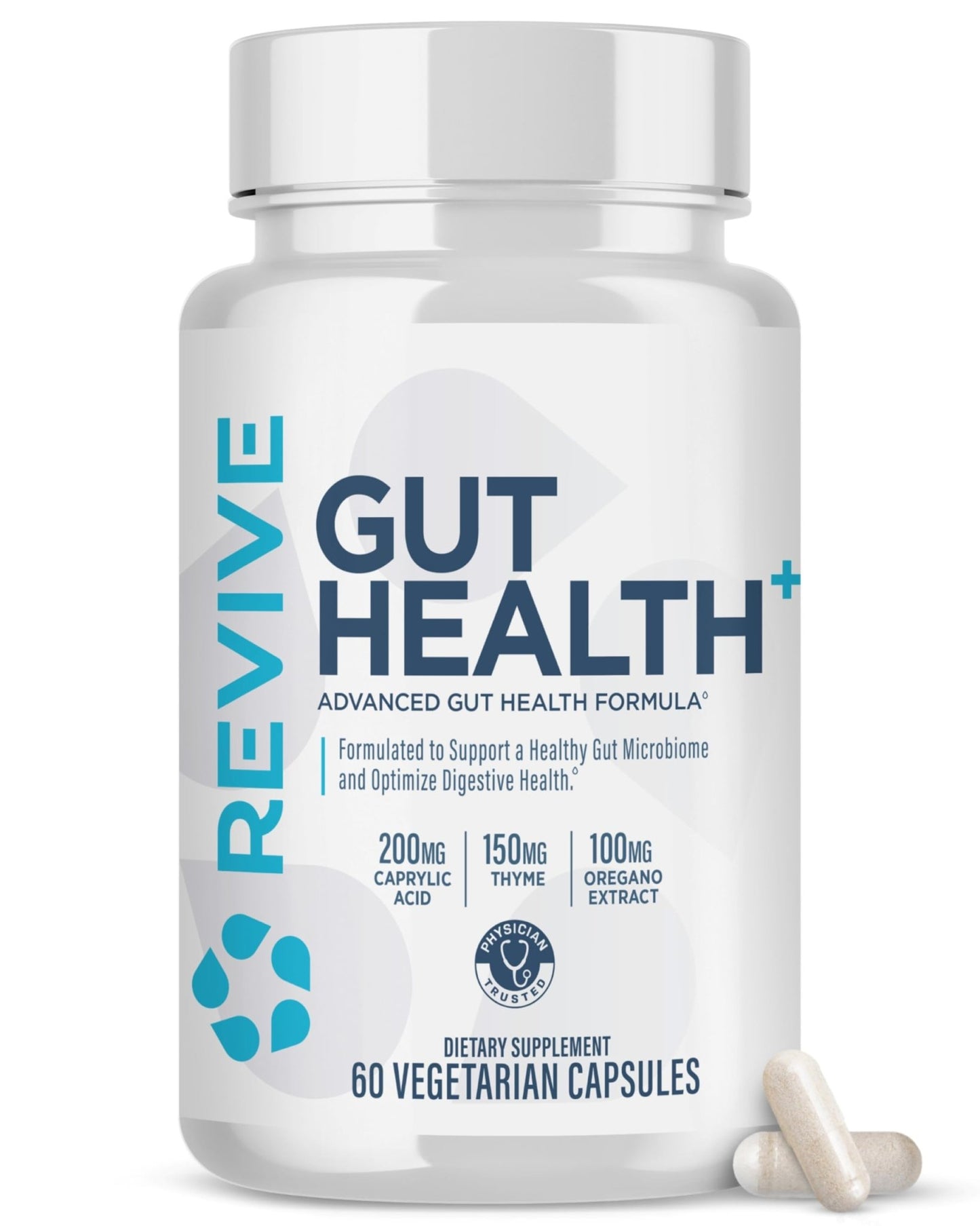 Revive MD Gut Health Supplements for Men & Women - Daily Gut Repair & Digestive Health Support Formula with Thyme, Oregano & Milk Thistle - Vegan-Friendly, Gluten-Free (60 Capsules, 30 Servings) - dailyvitalstore