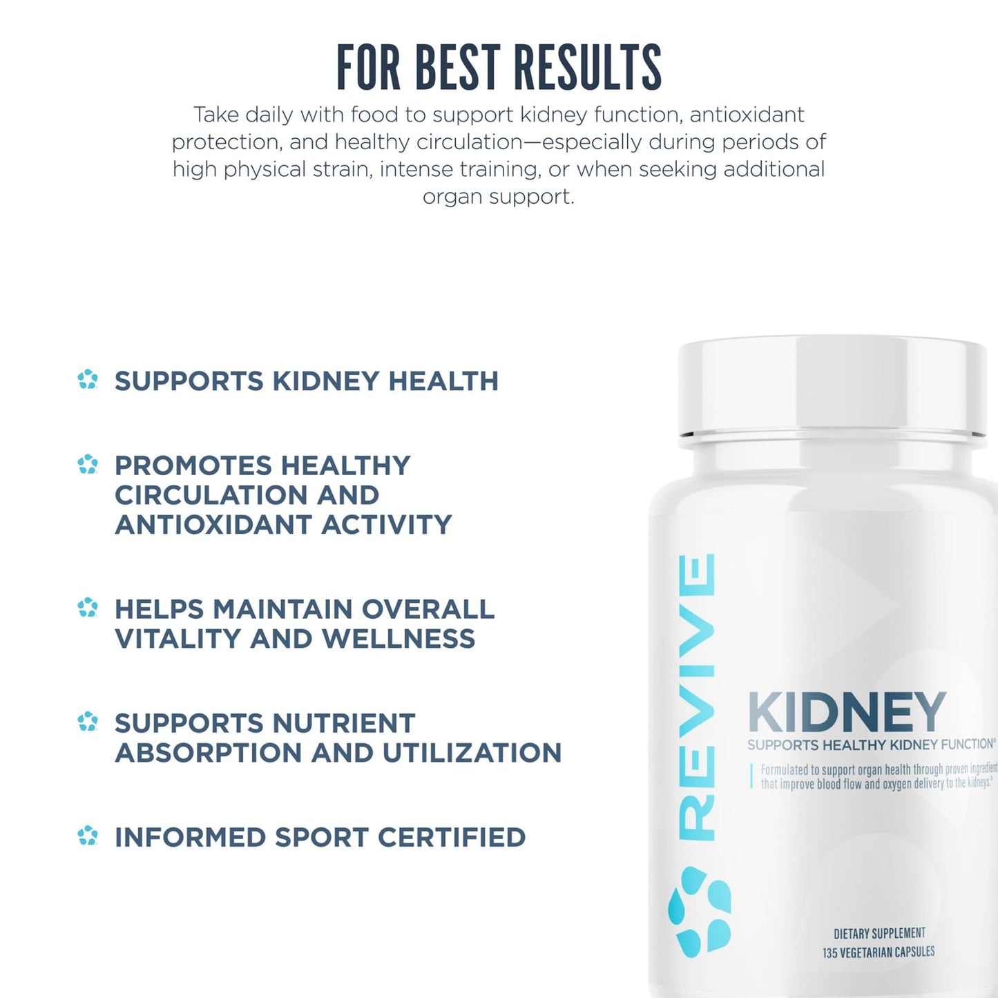 Revive MD Kidney Support Supplement for Men & Women – Kidney Cleanse & Detox Capsules for Overall Health & Function – Vegan-Friendly, Gluten-Free & Soy-Free (135 Vegetarian Capsules, 45 Servings) - dailyvitalstore