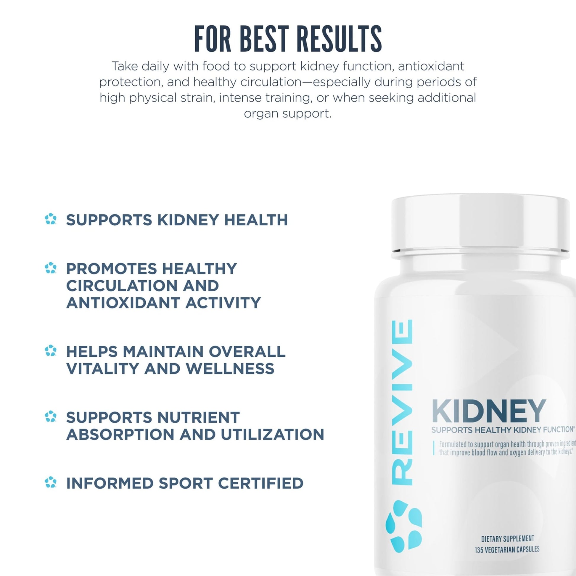 Revive MD Kidney Support Supplement for Men & Women – Kidney Cleanse & Detox Capsules for Overall Health & Function – Vegan-Friendly, Gluten-Free & Soy-Free (135 Vegetarian Capsules, 45 Servings) - dailyvitalstore