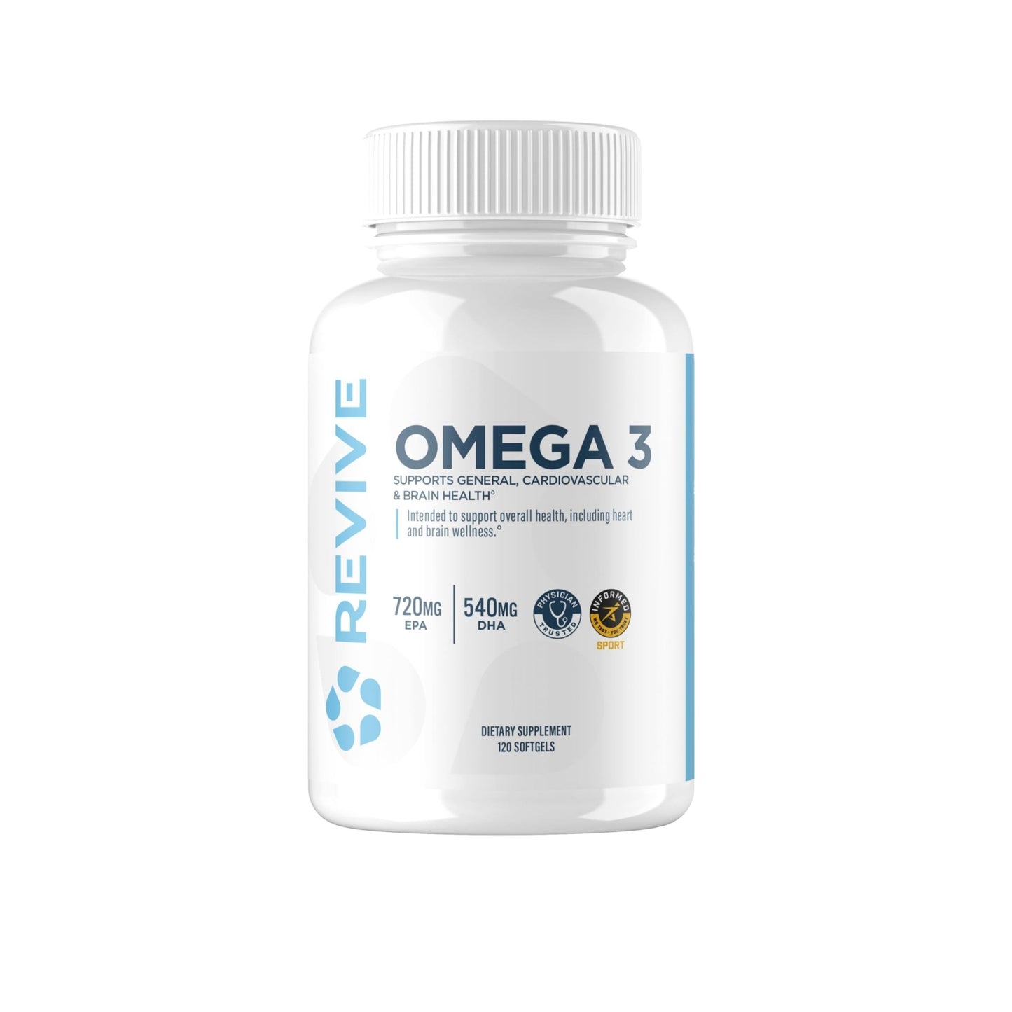 Revive MD Omega 3 Fish Oil Supplements for Men & Women – Softgels with EPA & DHA Fatty Acids for Healthy Skin & Joints, Heart & Brain Support – Vegan-Friendly, Gluten-Free (120 Softgels) - dailyvitalstore