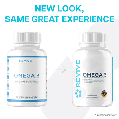 Revive MD Omega 3 Fish Oil Supplements for Men & Women – Softgels with EPA & DHA Fatty Acids for Healthy Skin & Joints, Heart & Brain Support – Vegan-Friendly, Gluten-Free (120 Softgels) - dailyvitalstore