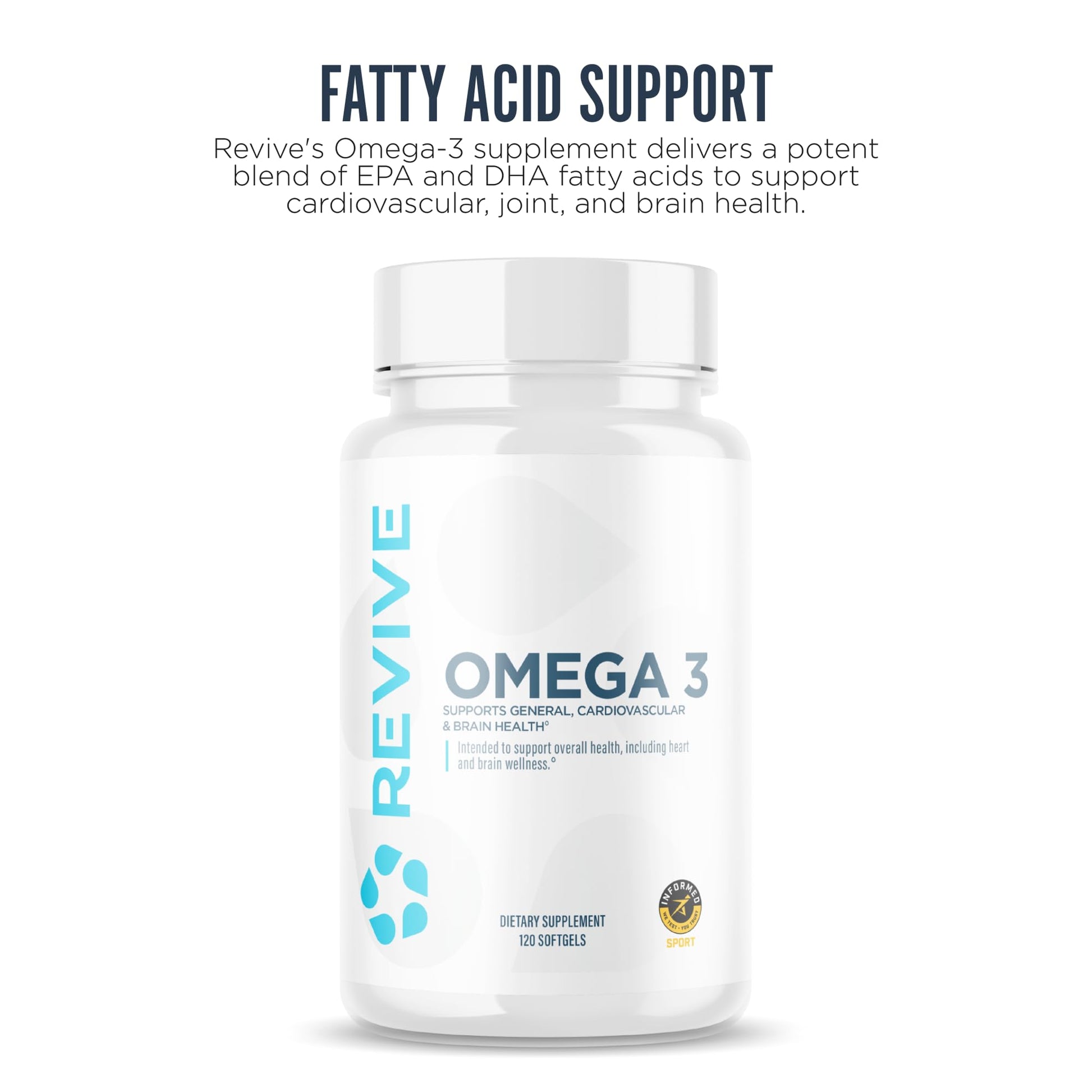 Revive MD Omega 3 Fish Oil Supplements for Men & Women – Softgels with EPA & DHA Fatty Acids for Healthy Skin & Joints, Heart & Brain Support – Vegan-Friendly, Gluten-Free (120 Softgels) - dailyvitalstore