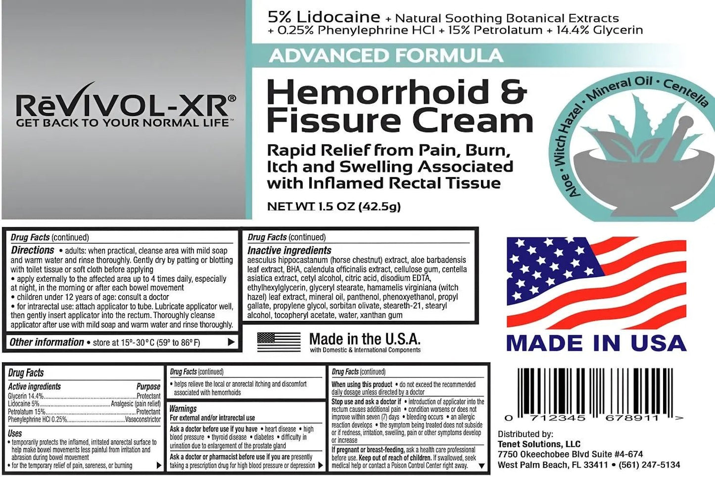 REVIVOL-XR Advanced Hemorrhoid Treatment. 5% Lidocaine + Shrinks + Protects Skin + Aloe + Witch Hazel + Botanicals, External & Internal Use. Most Complete OTC Ointment + Fissure Cream. Made in USA. - dailyvitalstore
