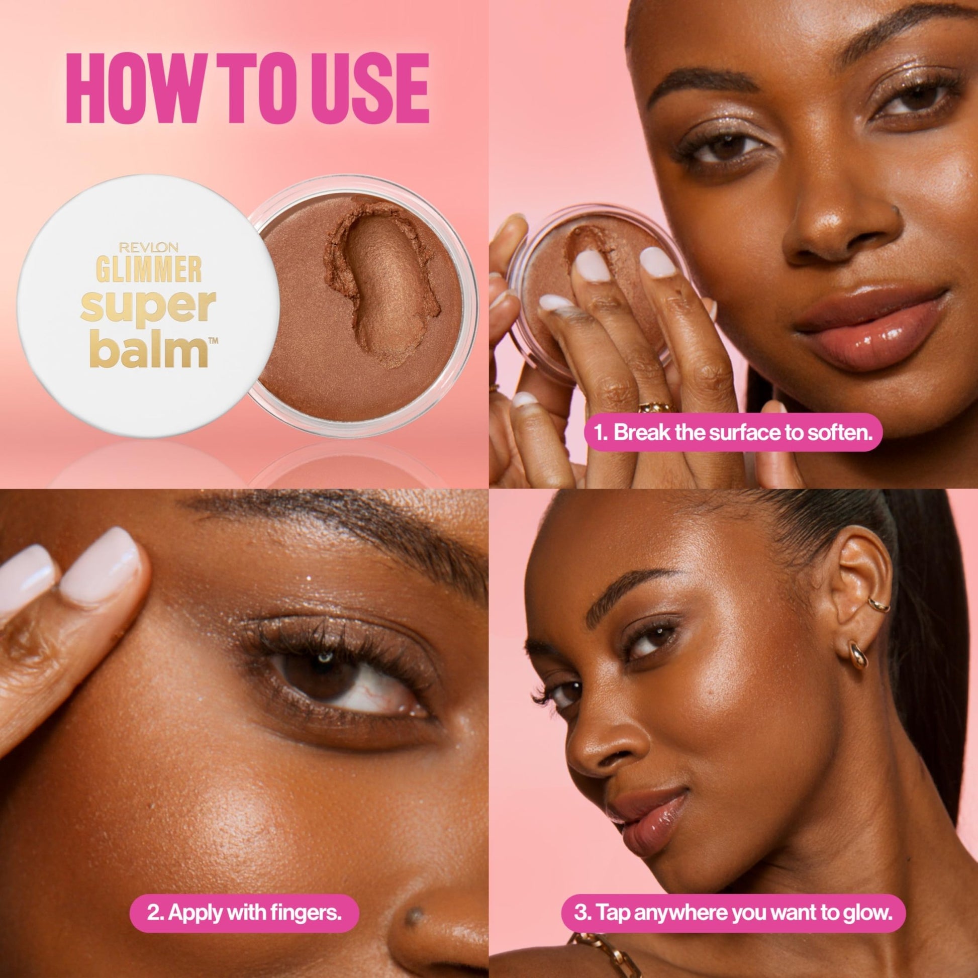 Revlon Glimmer Super Balm, Multi-Use Glow Face Makeup, Cream Bronzer, Highlighter, & Blush, 005 Sun-Kissed, 0.06 oz - dailyvitalstore