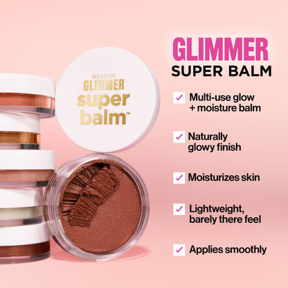 Revlon Glimmer Super Balm, Multi-Use Glow Face Makeup, Cream Bronzer, Highlighter, & Blush, 005 Sun-Kissed, 0.06 oz - dailyvitalstore