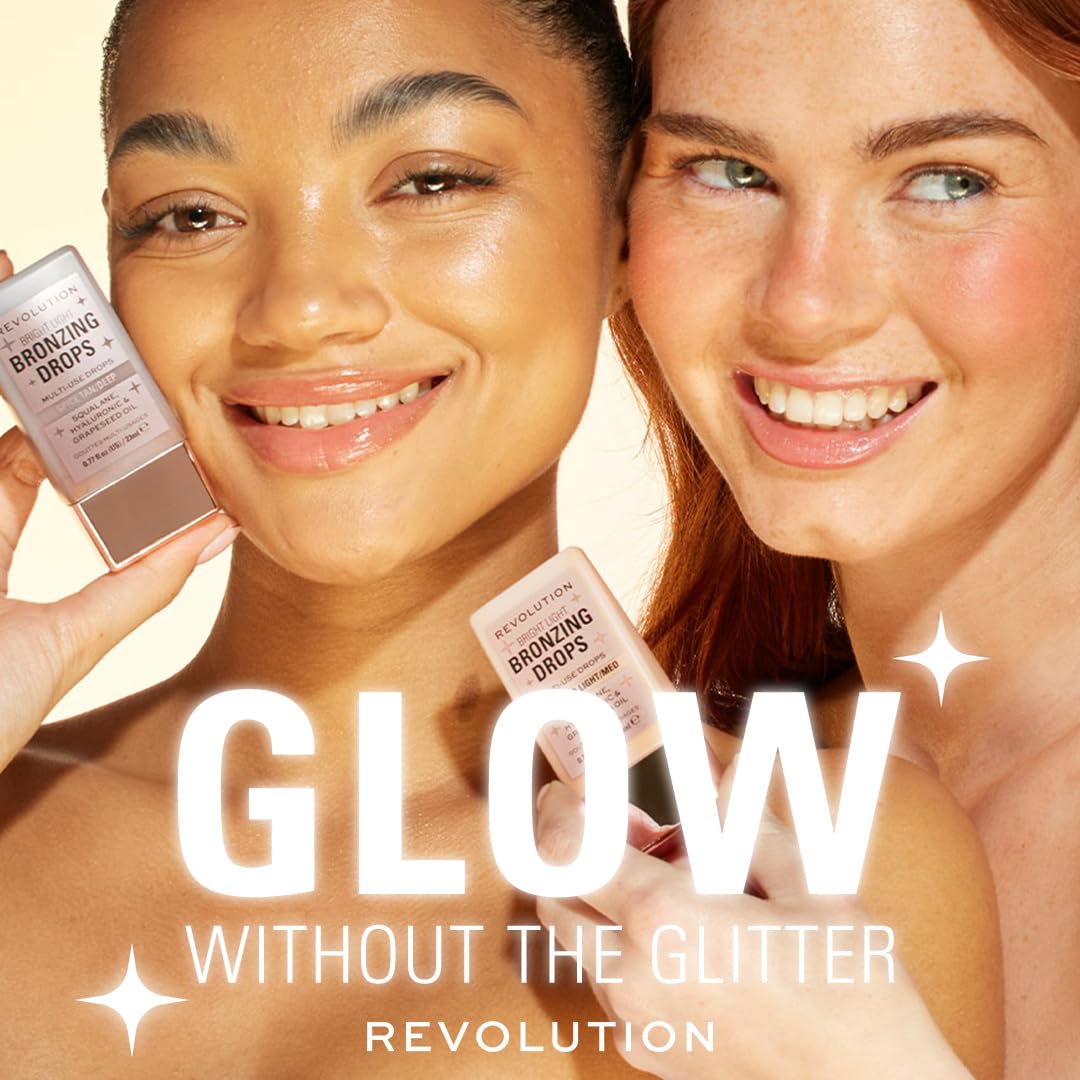 Revolution Beauty London, Bright Light Bronzing Drops, Bronze & Glow for Face & Body, Infused with Hyaluronic Acid, Vegan & Cruelty-Free, Bronze Summer, 0.77 fl oz - dailyvitalstore