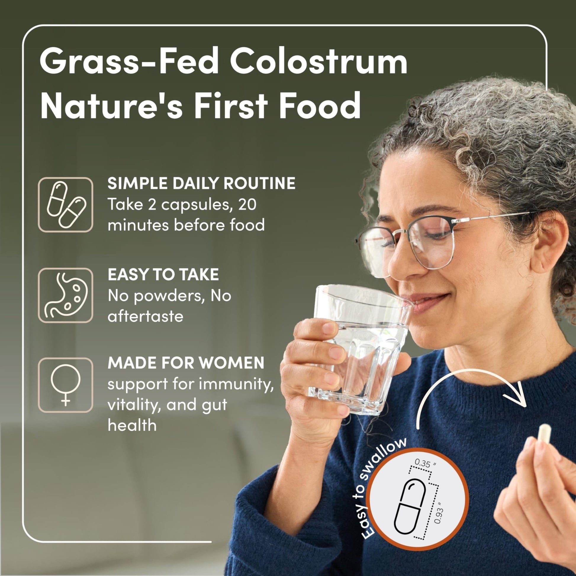 Rhea Bovine Colostrum Supplement for Women, Colostrum Capsules for Gut Health, Digestion, Bloating, Beauty, Immune Support, Bovine Colostrum for Humans, Colostrum Pills (60caps) - dailyvitalstore