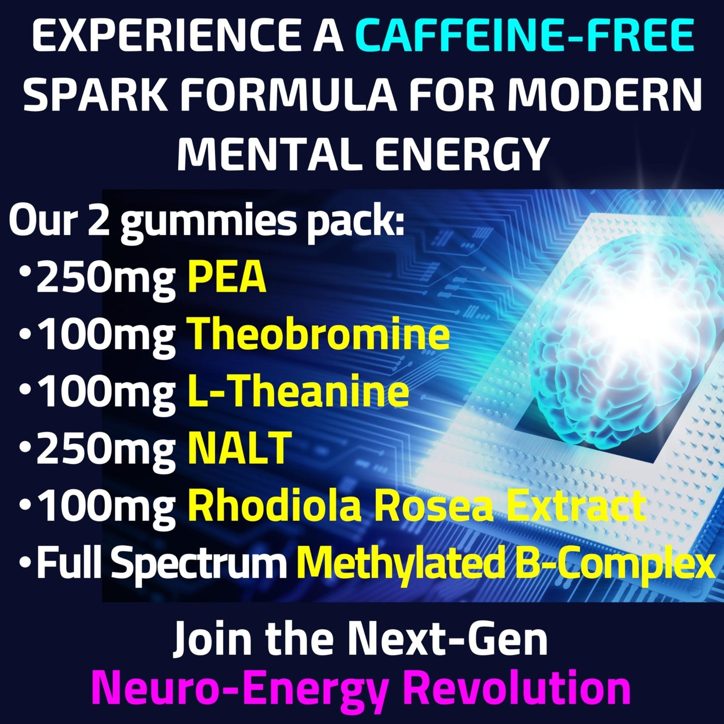 Rhodiola Rosea NALT N-Acetyl-L-Tyrosine Methylated Vitamin B Complex L-Theanine Gummies w P5P B6 5-MTHF B9 Folate Methyl B12 Methylcobalamin B3 Niacinamide, Supplement Powder Capsule Pill Supplements - dailyvitalstore