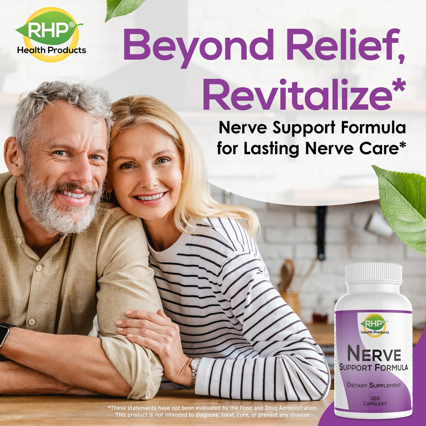 RHP Nerve Support Formula. Nutritional Support of Neuropathy, Nerve Relief from Aches, Nerve Pain & Discomfort. B-Complex with Benfotiamine and Methyl B12. 120 Capsules - dailyvitalstore