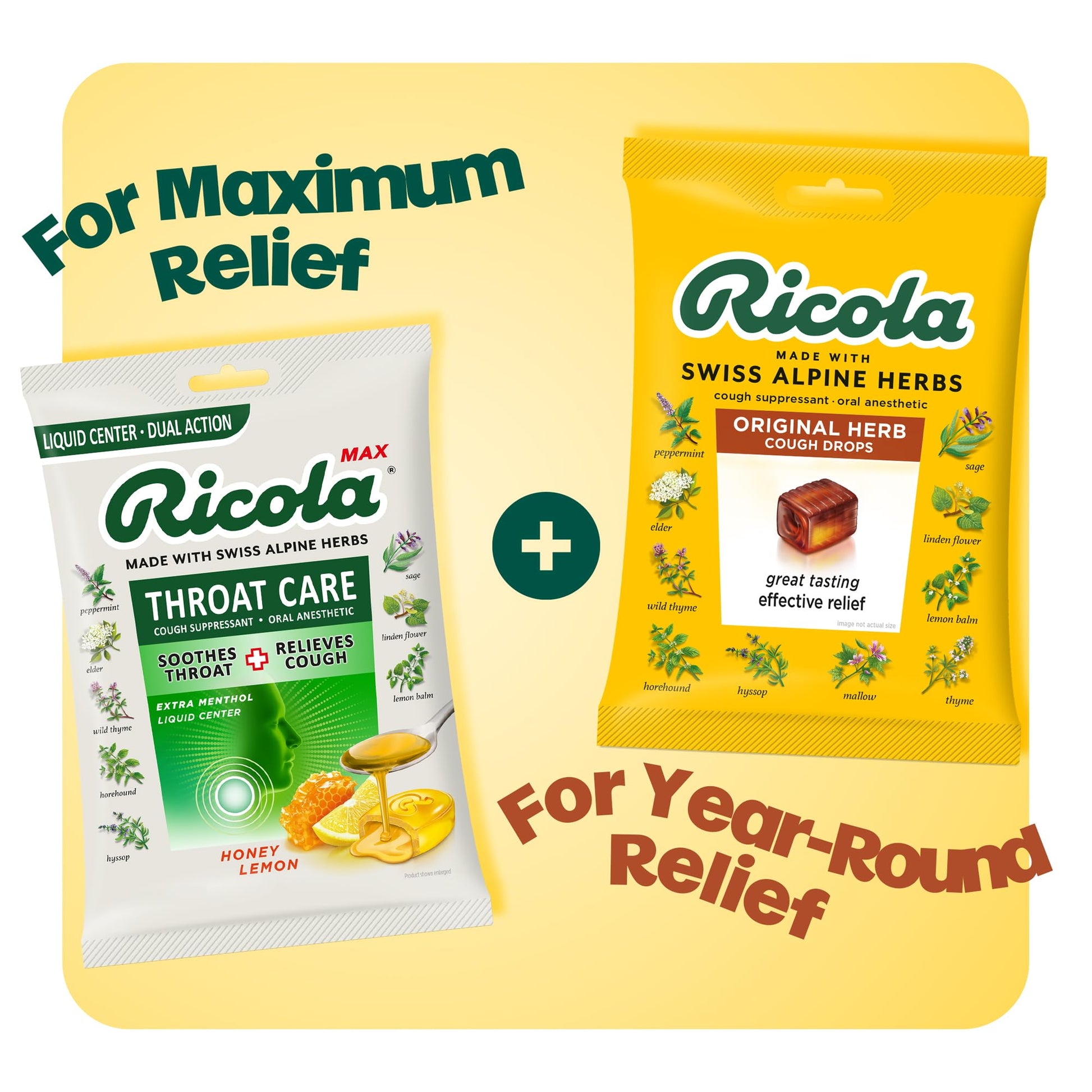 Ricola Original Herb Cough Drops with Menthol - Cough and Sore Throat Relief - 45 Count - Herbal Throat Lozenges - dailyvitalstore