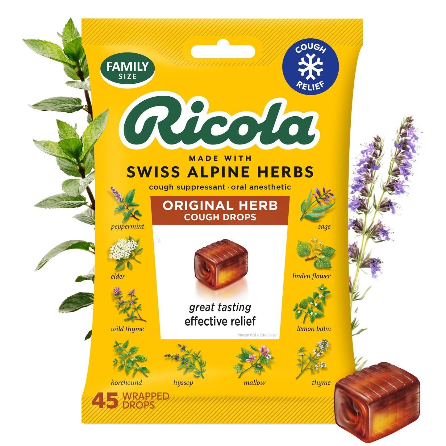 Ricola Original Herb Cough Drops with Menthol - Cough and Sore Throat Relief - 45 Count - Herbal Throat Lozenges - dailyvitalstore
