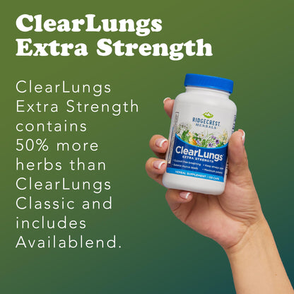 RidgeCrest Herbals ClearLungs Extra Strength, Daily Health Supplement, Natural Lung and Nasal Wellness Formula (120 Vegan Caps, 60 Serv) - dailyvitalstore