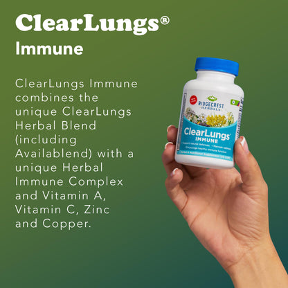 RidgeCrest Herbals ClearLungs Immune, Lung Support Supplement with Elderberry, Zinc, Vitamin C, Vitamin A, Olive Leaf, Mullein, Lung Wellness Formula for Respiratory Health (60 Vegan Caps, 30 Serv) - dailyvitalstore