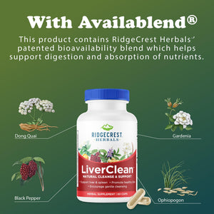 Ridgecrest Herbals LiverClean, Herbal Liver Support Supplement, Blessed Thistle, Dandelion, Detox, Cleanse Support, Healthy Bile (60 Caps, 30 Serv) - dailyvitalstore