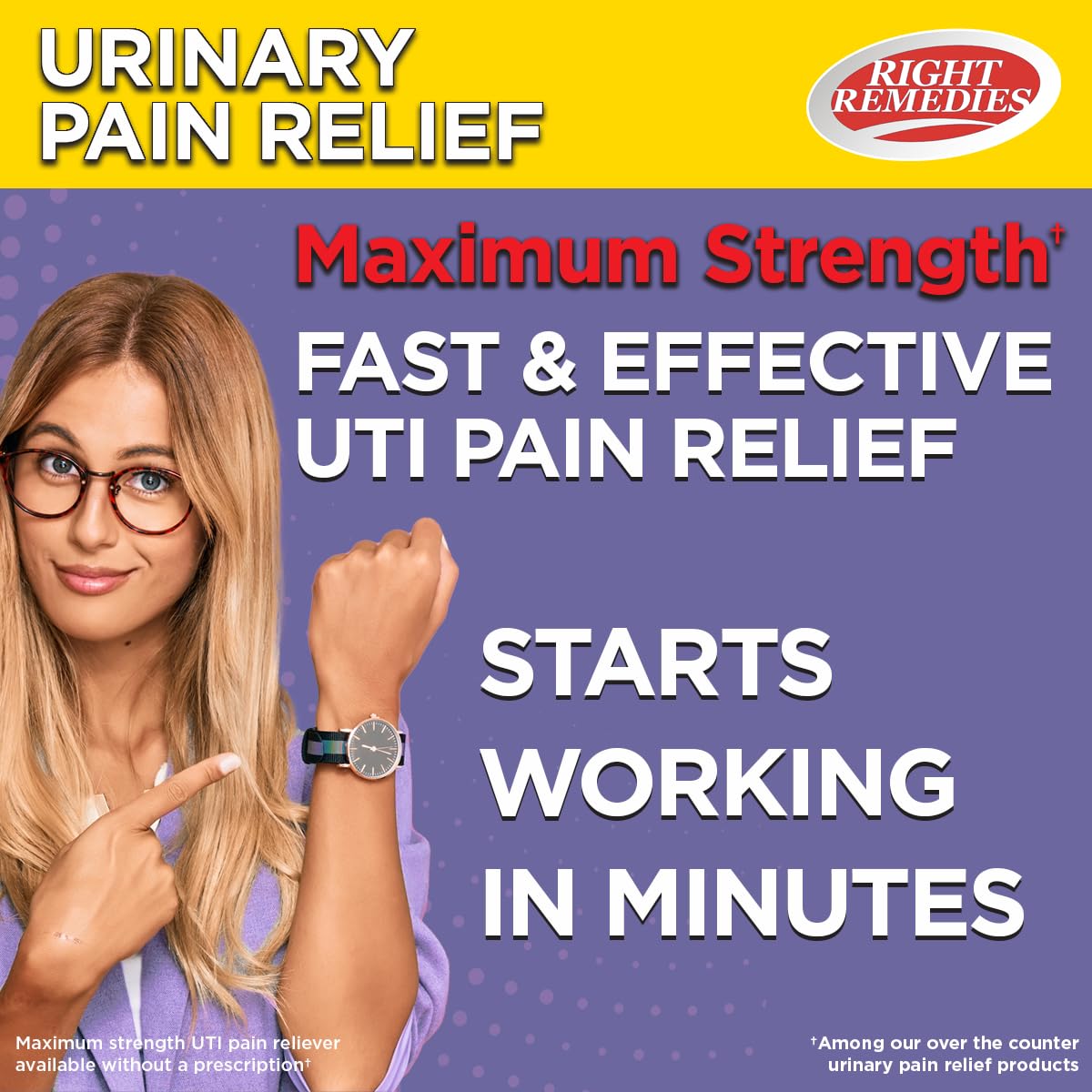 RIGHT REMEDIES Urinary Pain Relief Phenazopyridine HCl 99.5mg Tablets | Maximum Strength OTC for Fast Relief of UTI Pain, Burning and Bladder discomfort | Generic AZO Maximum Strength (72 Count) - dailyvitalstore
