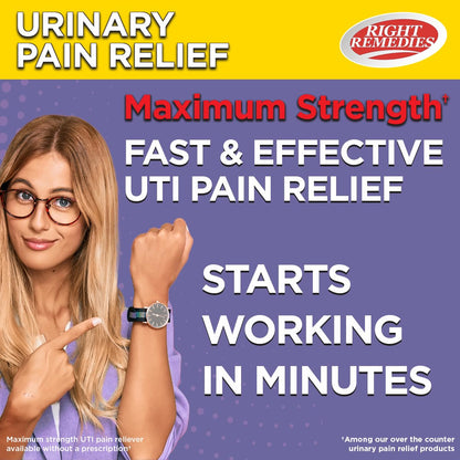 RIGHT REMEDIES Urinary Pain Relief Phenazopyridine HCl 99.5mg Tablets | Maximum Strength OTC for Fast Relief of UTI Pain, Burning and Bladder discomfort | Generic AZO Maximum Strength (72 Count) - dailyvitalstore