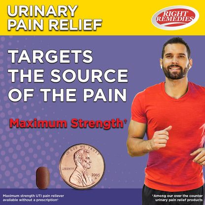 RIGHT REMEDIES Urinary Pain Relief Phenazopyridine HCl 99.5mg Tablets | Maximum Strength OTC for Fast Relief of UTI Pain, Burning and Bladder discomfort | Generic AZO Maximum Strength (72 Count) - dailyvitalstore