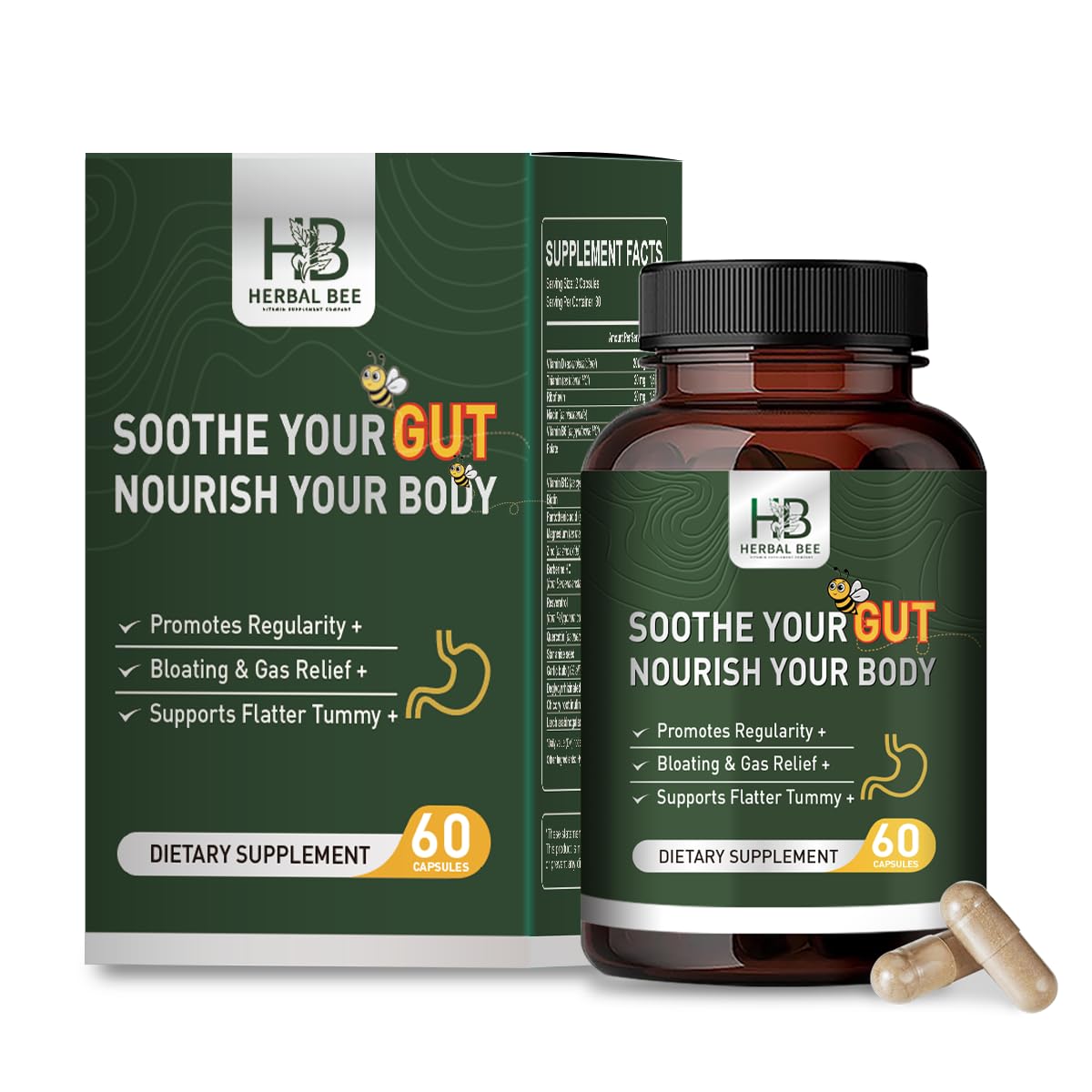 Rigma Herbal BEE Gut Health - Gas and Bloating Relief, Constipation, Leaky Gut Repair - Gut Cleanse & Restore Digestion - dailyvitalstore
