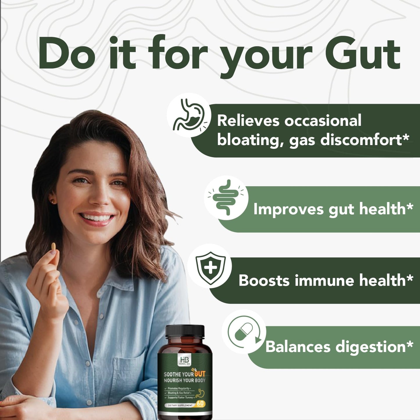 Rigma Herbal BEE Gut Health - Gas and Bloating Relief, Constipation, Leaky Gut Repair - Gut Cleanse & Restore Digestion - dailyvitalstore