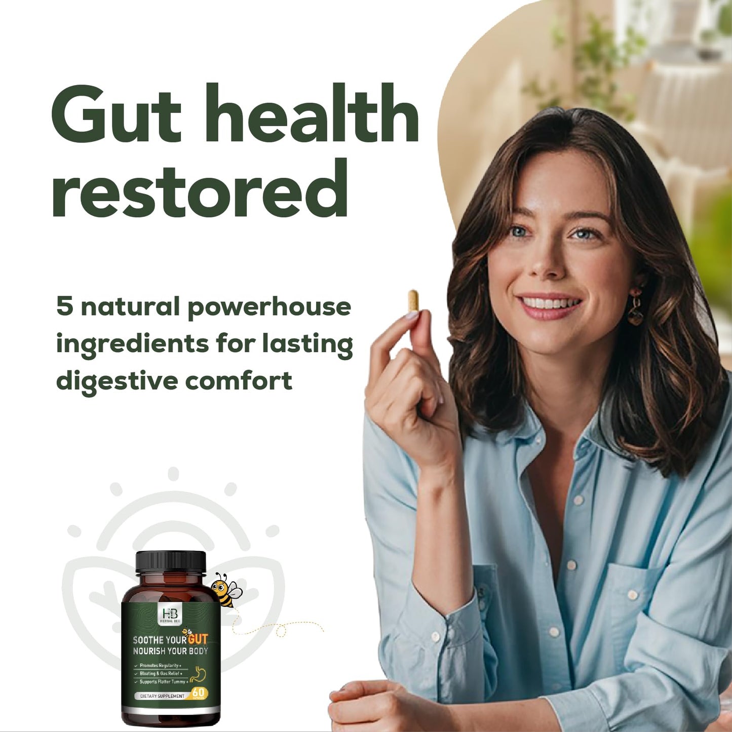 Rigma Herbal BEE Gut Health - Gas and Bloating Relief, Constipation, Leaky Gut Repair - Gut Cleanse & Restore Digestion - dailyvitalstore