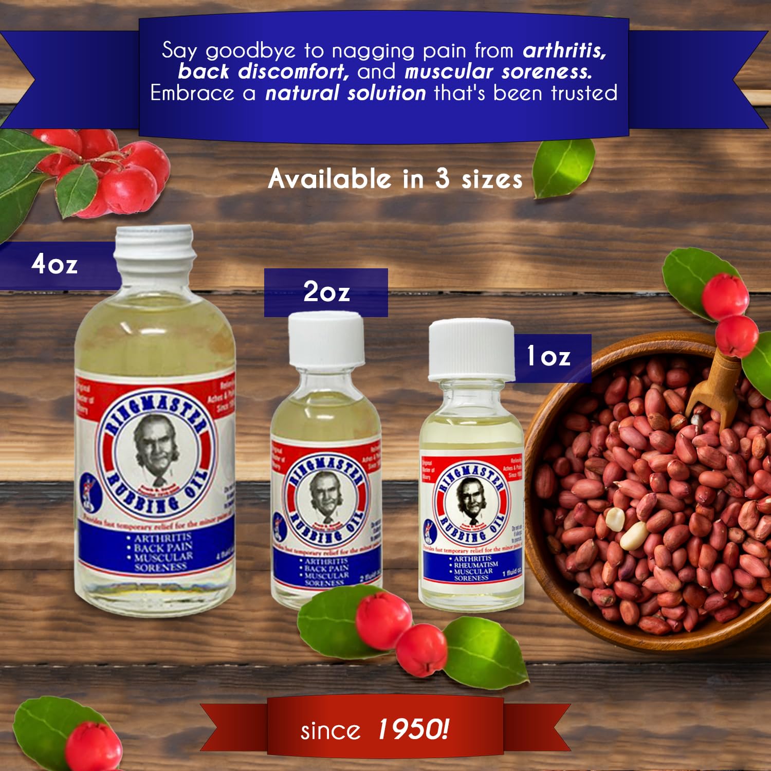 Ringmaster Rubbing Oil Pain Relief Since 1950 Made in USA for Arthritis, Rheumatism, Muscular Joint Soreness (1 oz) - dailyvitalstore