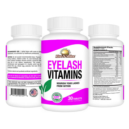 Rise-N-Shine Eyelash Growth Vitamins, Premium Lash Strengthening Supplement with Collagen, Keratin 30 Day Supply - dailyvitalstore