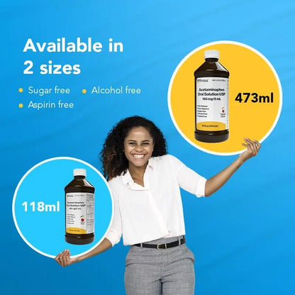 Rising Health Acetaminophen Oral Solution USP, 160 mg/5 mL | Pain & Fever Reliever | Cherry Flavor | Available in 118 mL & 473 mL (118ml - 4oz) - dailyvitalstore