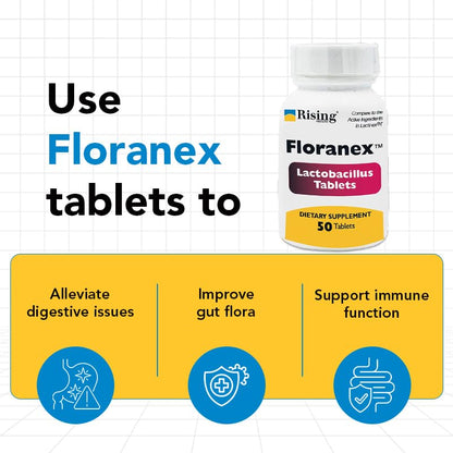 Rising Health - Floranex Tablets - Lactobacillus Probiotic Dietary Supplements - 50 Tablets - dailyvitalstore