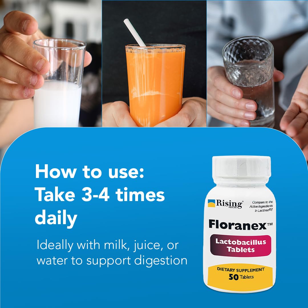 Rising Health - Floranex Tablets - Lactobacillus Probiotic Dietary Supplements - 50 Tablets - dailyvitalstore