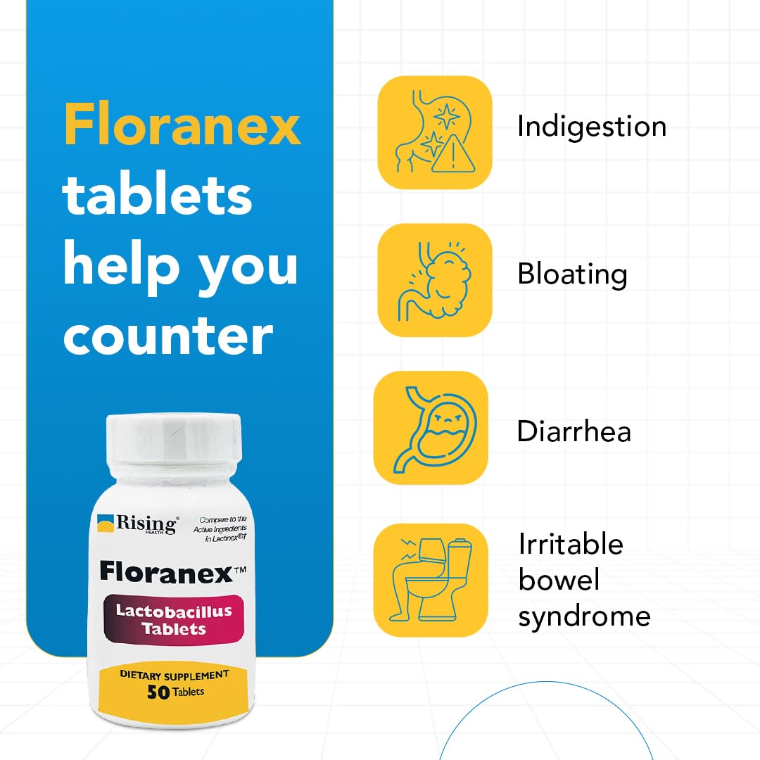 Rising Health - Floranex Tablets - Lactobacillus Probiotic Dietary Supplements - 50 Tablets - dailyvitalstore