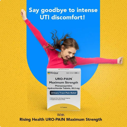 Rising Health - URO Pain Maximum Strength | Urinary Tract Pain Relief | Relief from Pain, Burning and Urgency | 24 Count - dailyvitalstore