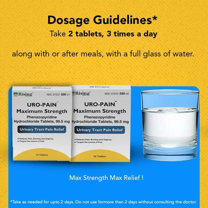 Rising Health - URO Pain Maximum Strength | Urinary Tract Pain Relief | Relief from Pain, Burning and Urgency | 24 Count - dailyvitalstore
