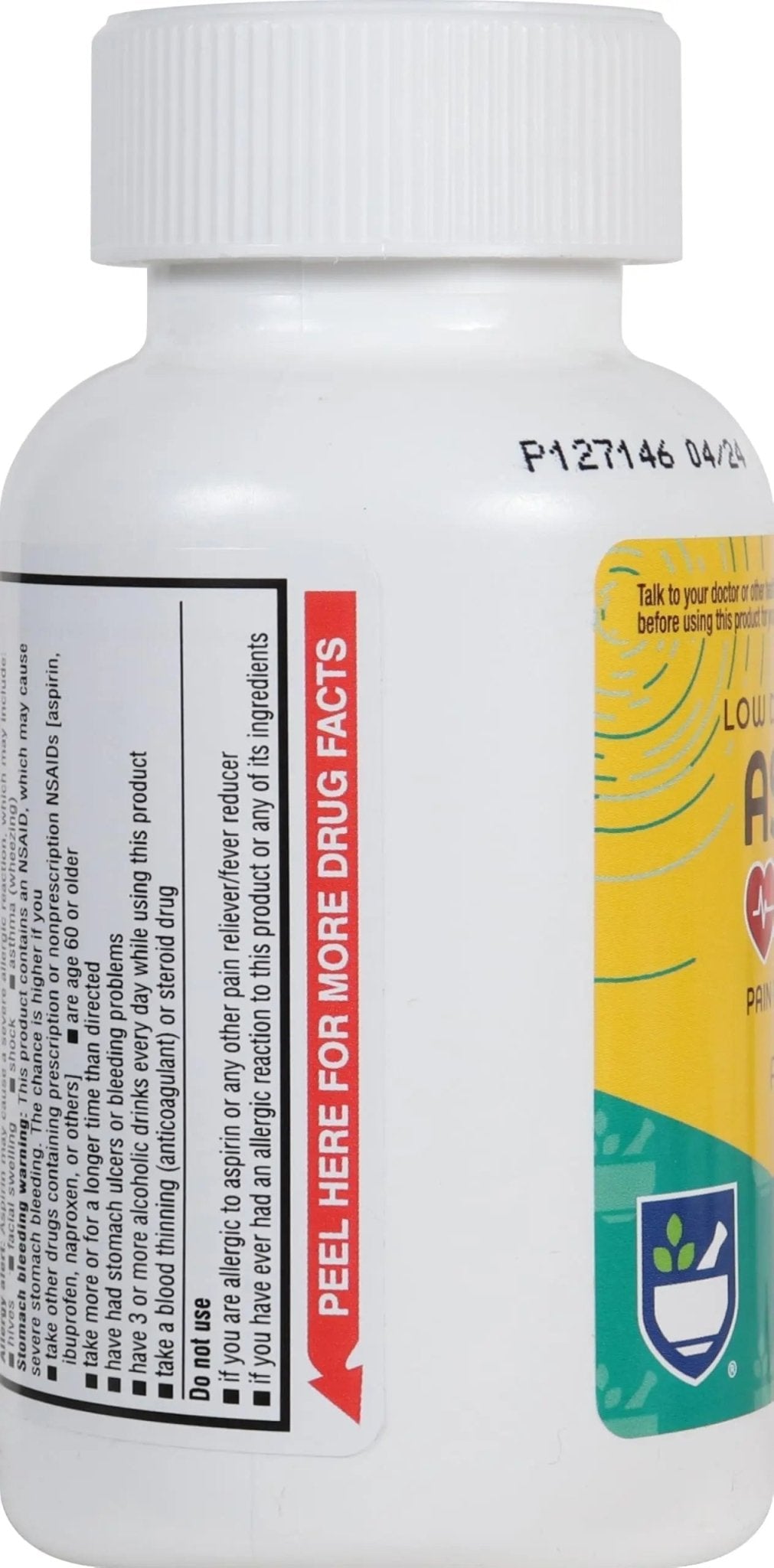 Rite Aid Aspirin Enteric Tablets - 81 mg Aspirin - 500 Count - Low-Dose for Headache Relief - Safety Coated - Aspirin Regimen - Migraine Medicine - Pain Relief - dailyvitalstore
